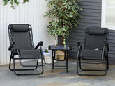 Outdoor Camping Chair Sun Lounger 2PCS - BLACK